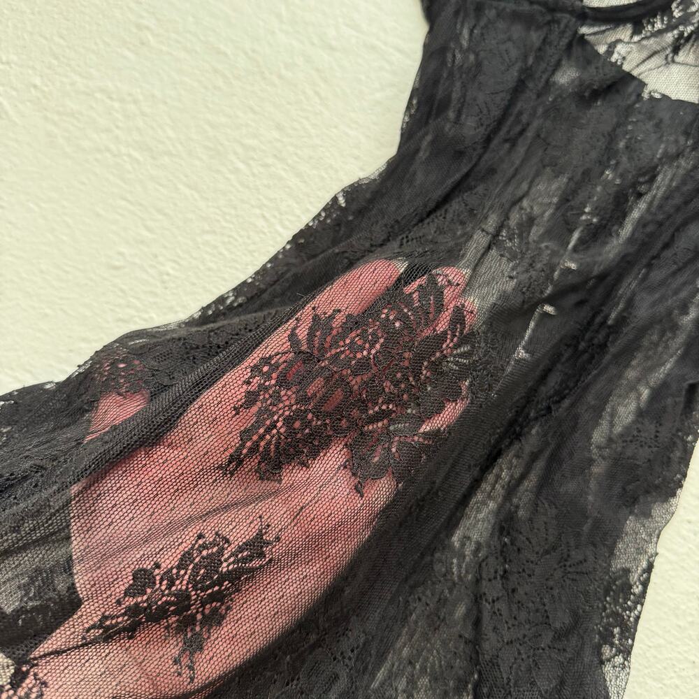 Black Lace Overlay Top - Picture 5 of 9